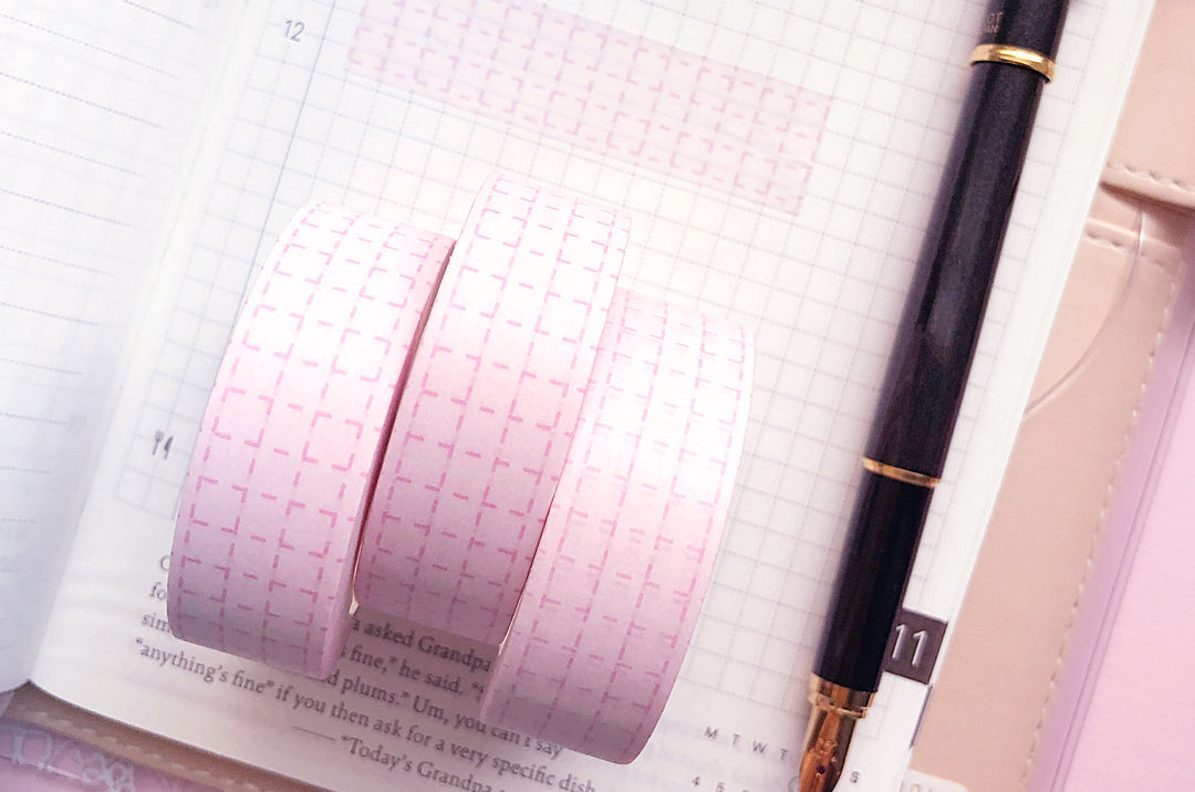 Pink Dashed Grid Washi Tape