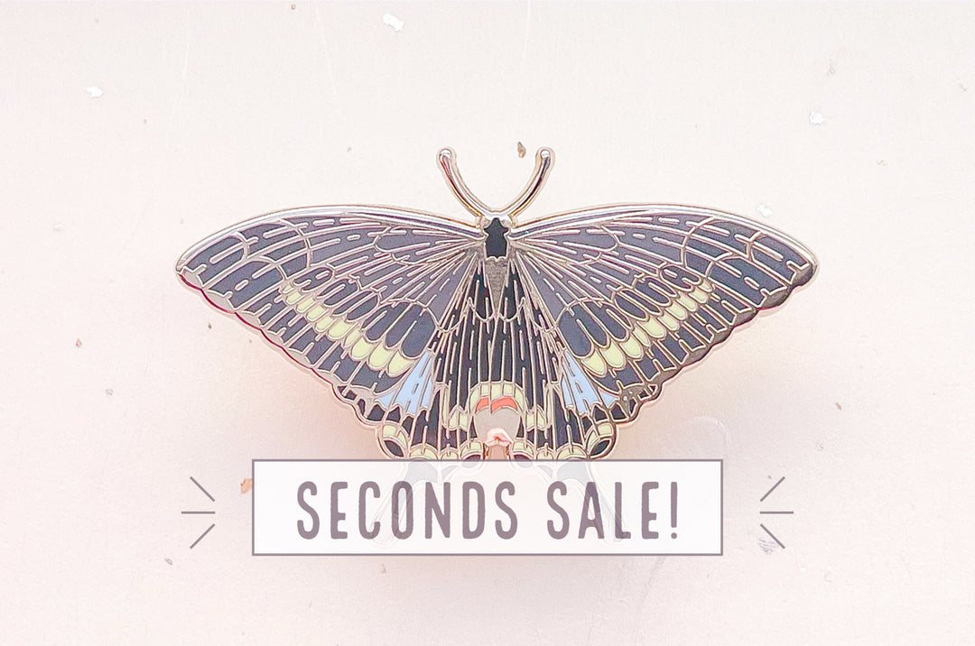 Paris Peacock Butterfly Enamel Pin (Seconds)