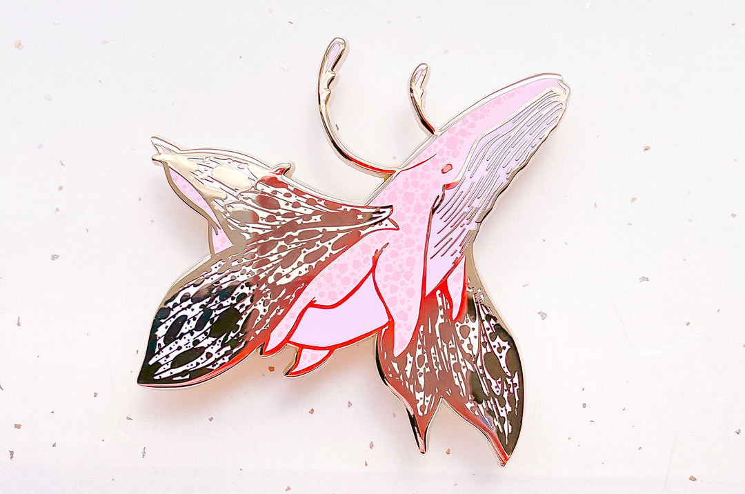 Butterfly Whale Enamel Pin
