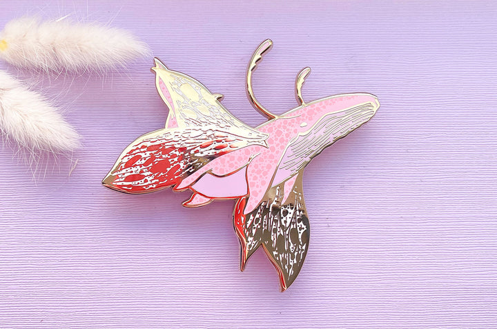 Butterfly Whale Enamel Pin