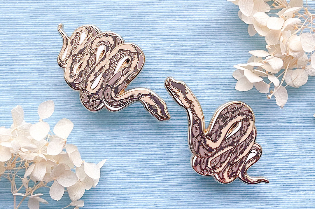 Ball Python Enamel Pin Set – Alum and Ink
