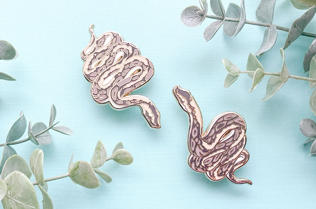 Ball Python Enamel Pin Set – Alum and Ink