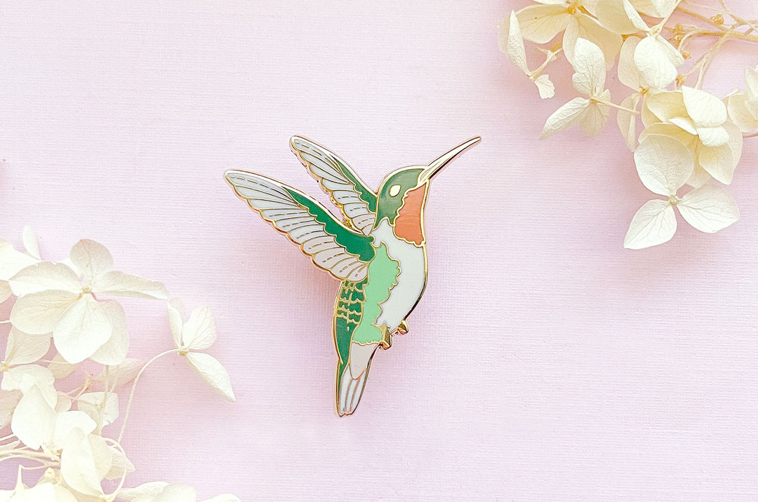 Ruby-Throated Hummingbird Enamel Pin (Seconds)