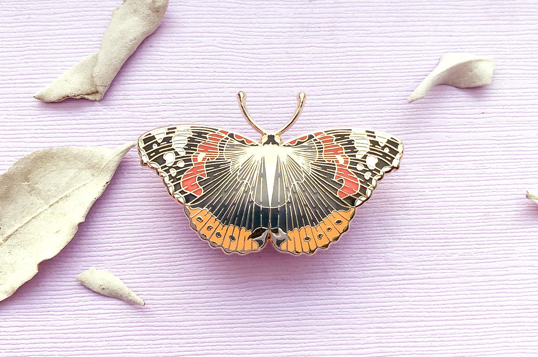 Red Admiral Butterfly (Vanessa atalanta) Enamel Pin