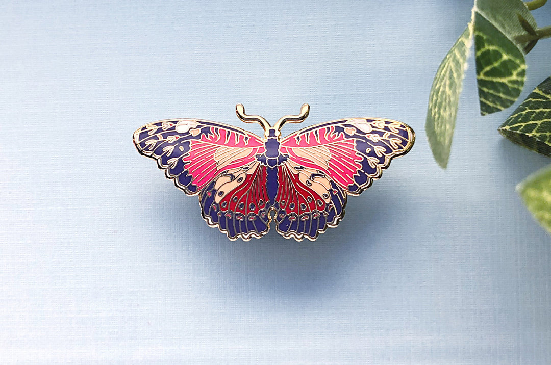 Red Lacewing Butterfly (Cethosia biblis) Enamel Pin