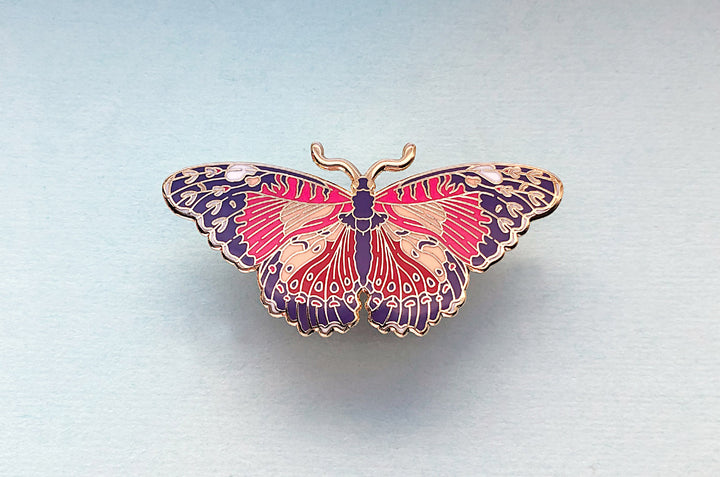 Red Lacewing Butterfly (Cethosia biblis) Enamel Pin