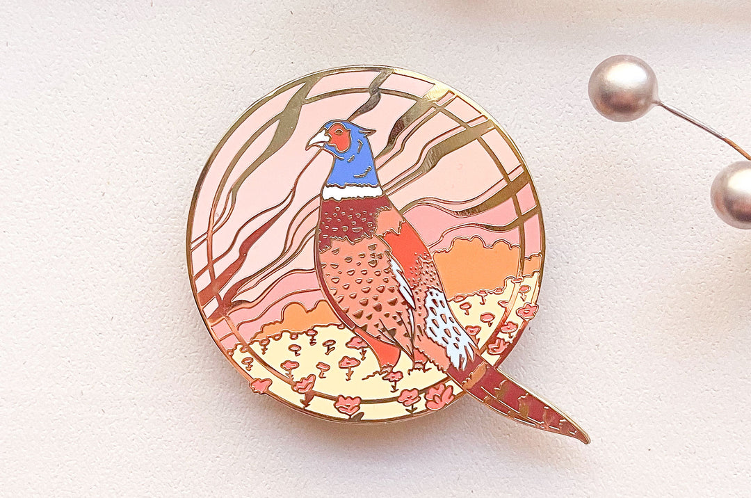 Ring-Necked Pheasant Enamel Pin (Seconds)
