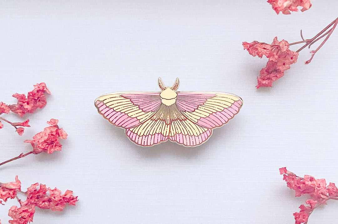 Rosy Maple Moth (Dryocampa rubicunda) Enamel Pin