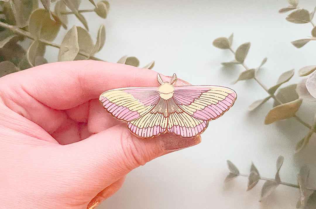 Rosy Maple Moth (Dryocampa rubicunda) Enamel Pin