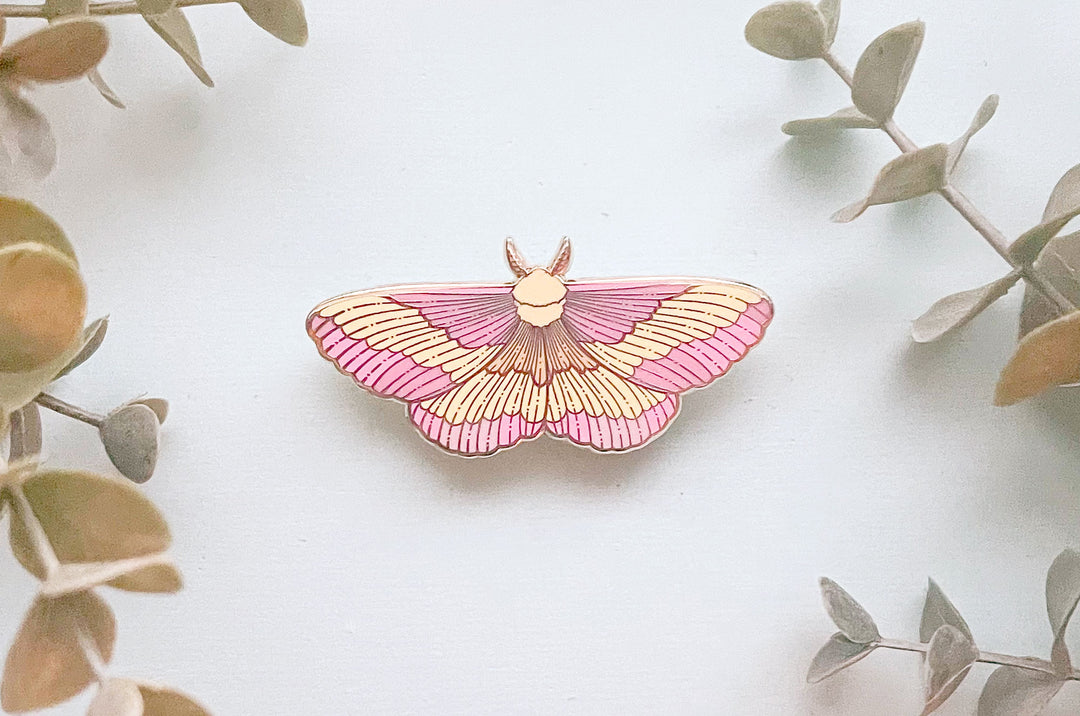 Rosy Maple Moth (Dryocampa rubicunda) Enamel Pin