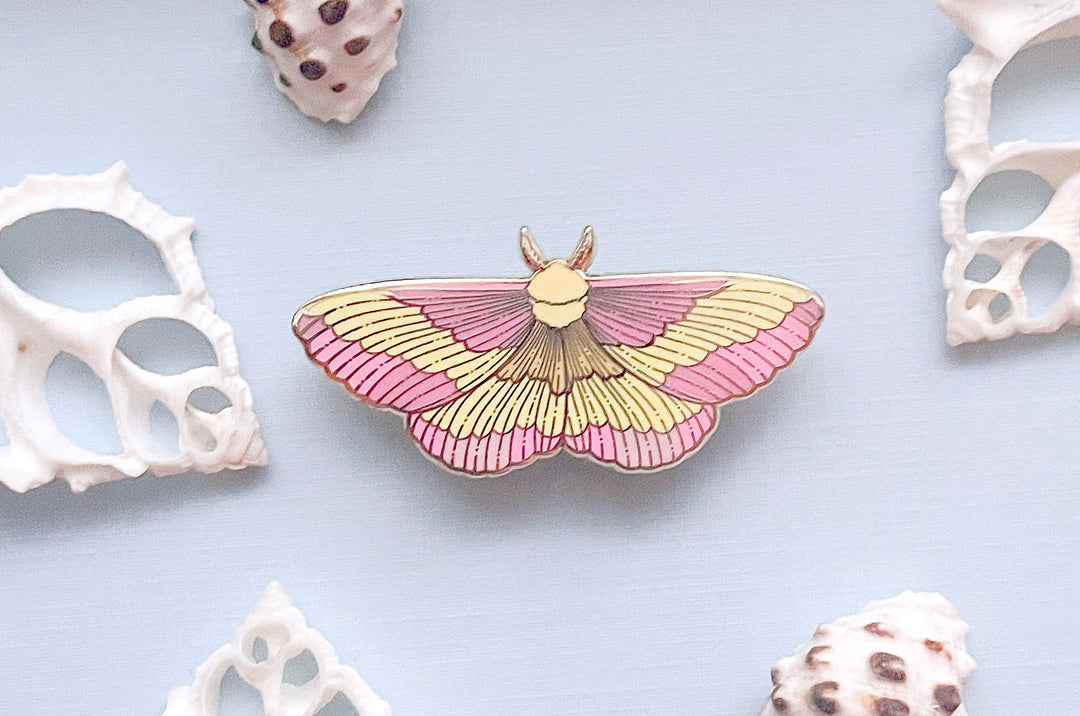 Rosy Maple Moth (Dryocampa rubicunda) Enamel Pin