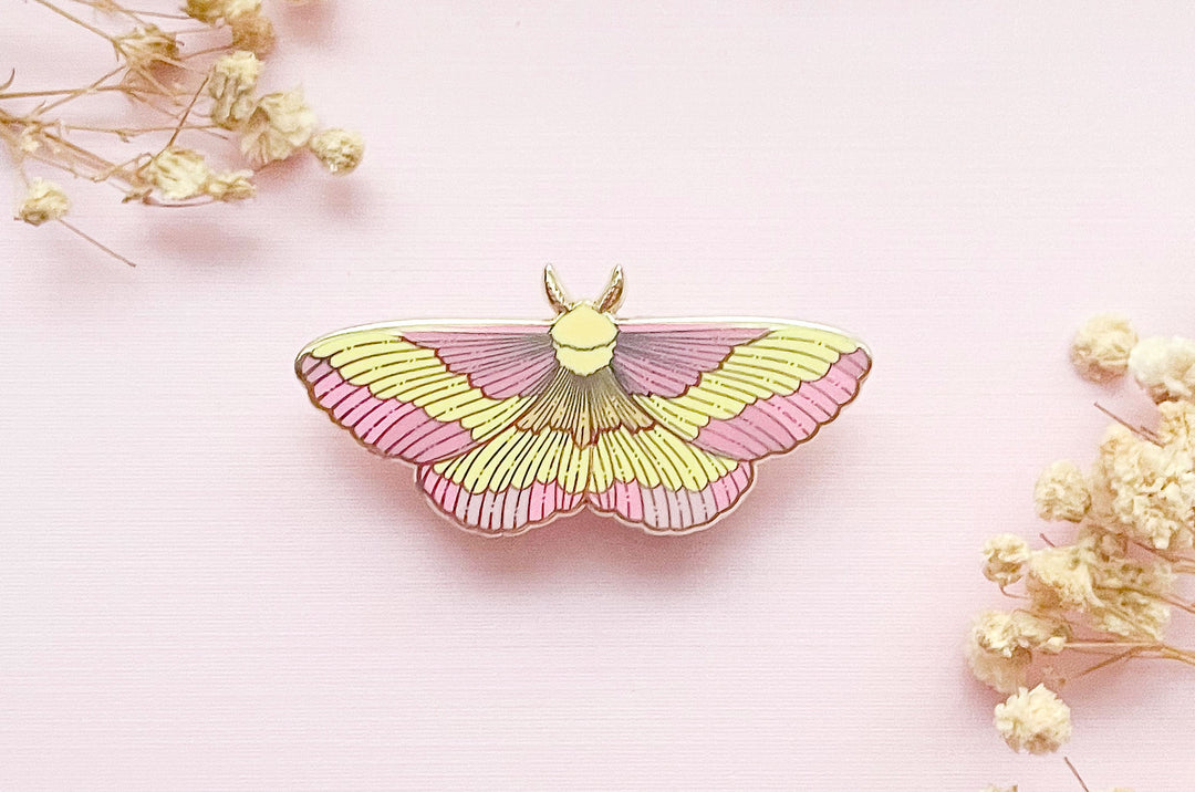 Rosy Maple Moth (Dryocampa rubicunda) Enamel Pin