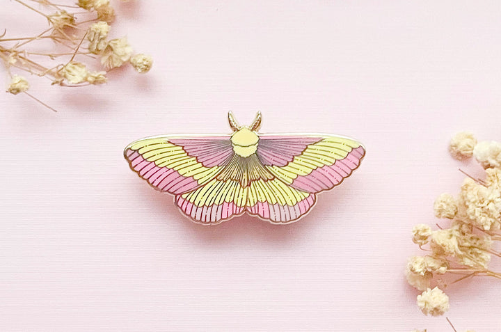 Rosy Maple Moth (Dryocampa rubicunda) Enamel Pin