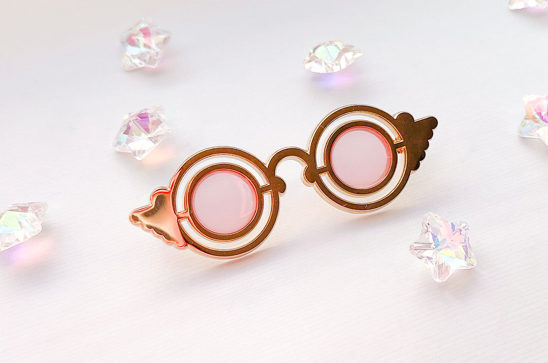 Rose Colored Glasses Transparent Enamel Pin