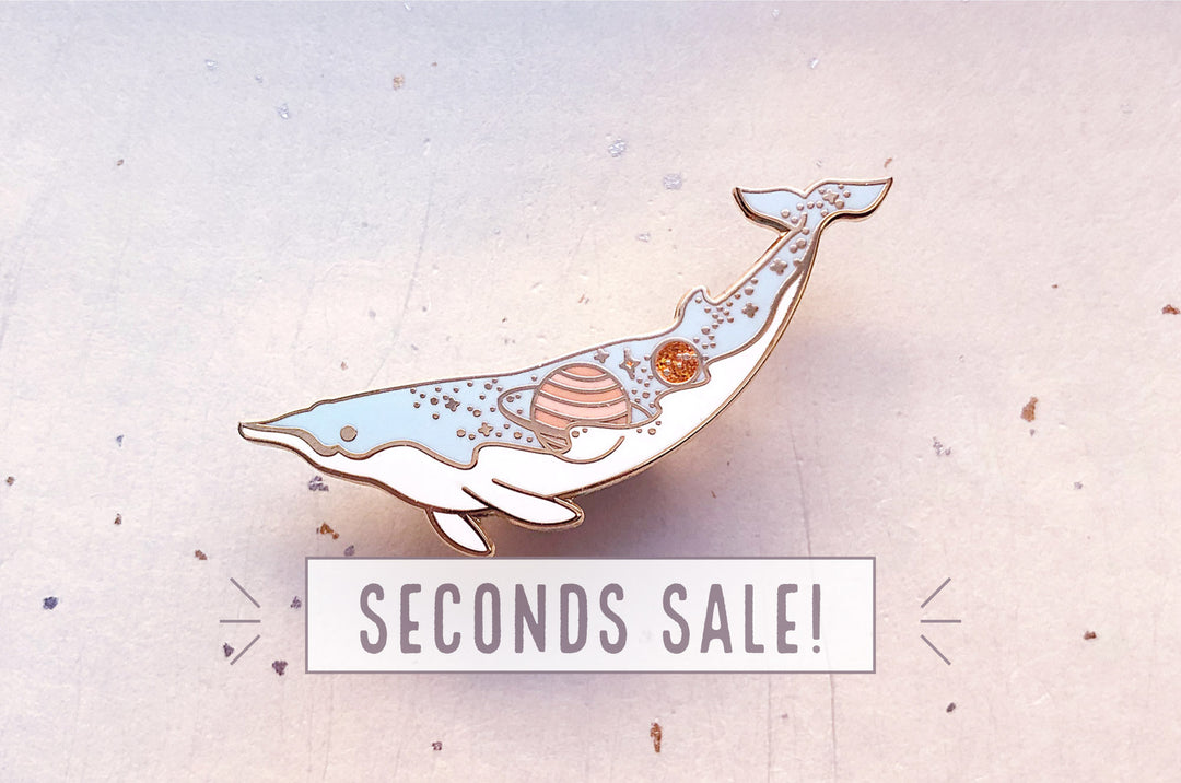 Sowerby's Beaked Whale Saturn and Titan Enamel Pin (Seconds)