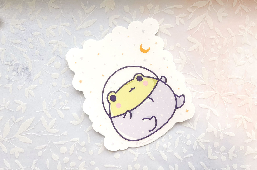 Gogo the Frog in Space Clear Vinyl Sticker