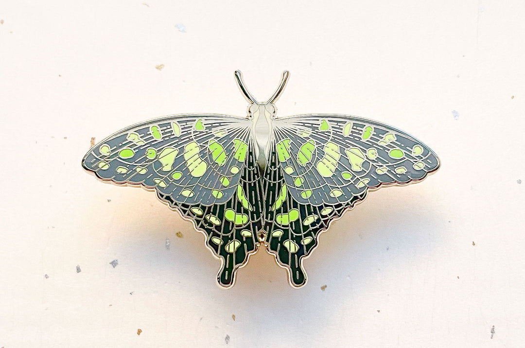 Spotted Jay Butterfly (Graphium agamemnon) Enamel Pin