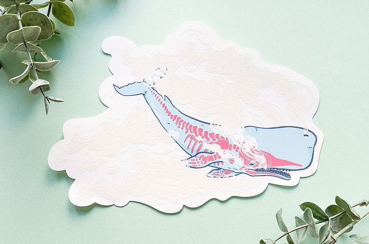 Steam Sperm Whale Clear Vinyl Sticker