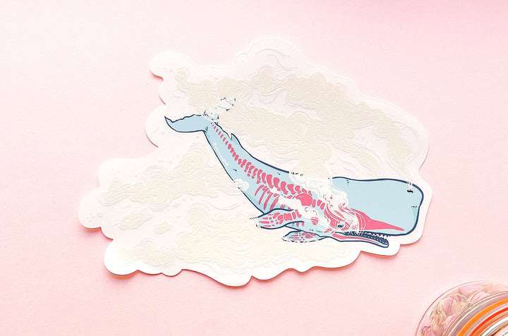 Steam Sperm Whale Clear Vinyl Sticker