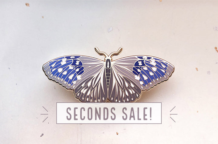 Striped Blue Crow Butterfly Pin (Seconds)