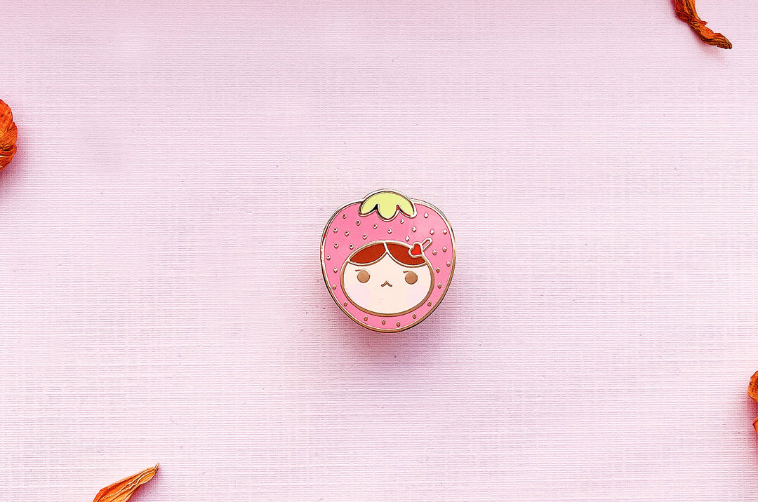 Strawberry Girl Enamel Pin