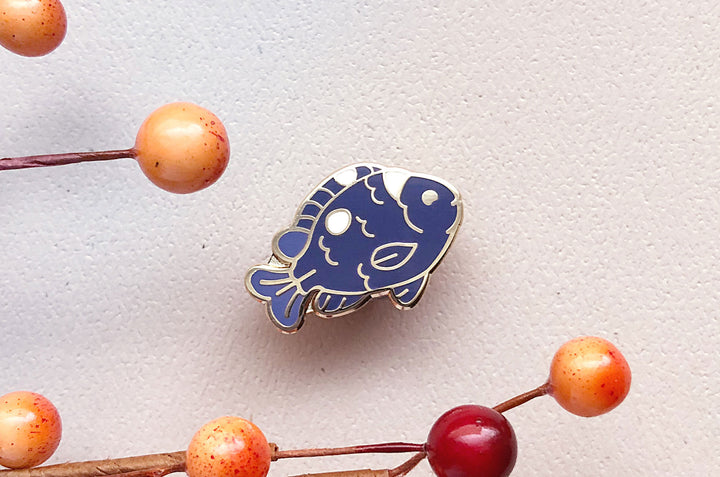 Tiny Domino Damsel Fish Enamel Pin