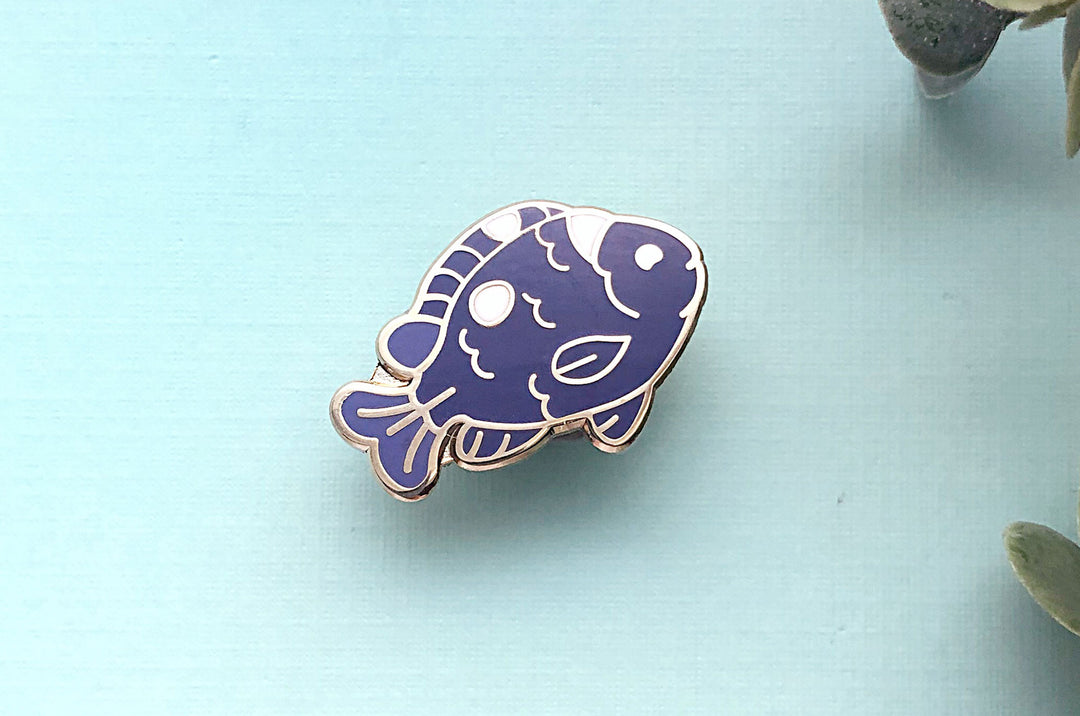 Tiny Domino Damsel Fish Enamel Pin