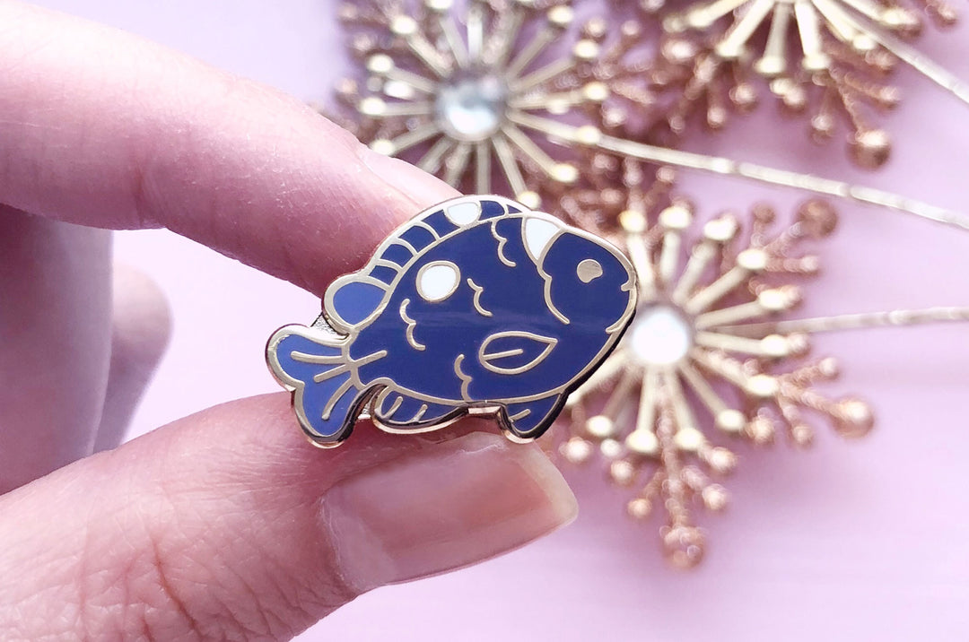 Tiny Domino Damsel Fish Enamel Pin