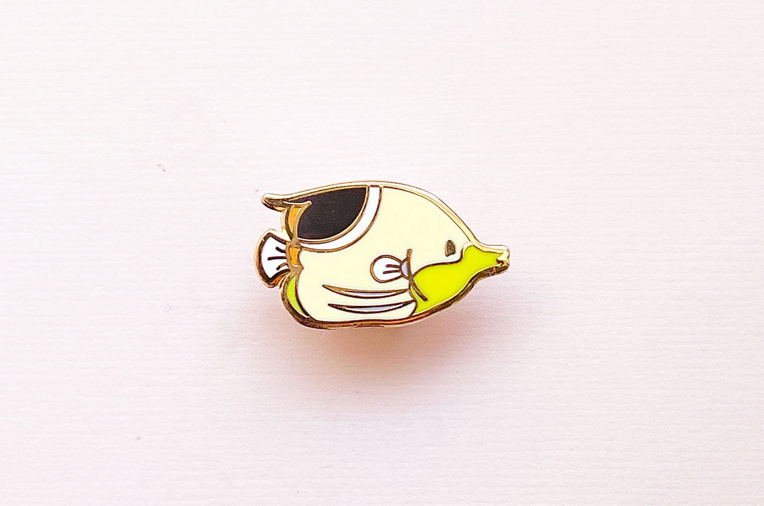 Tiny Saddle Butterflyfish Enamel Pin