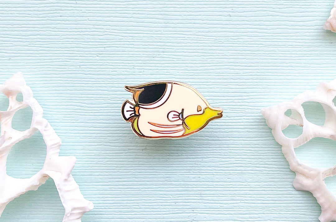 Tiny Saddle Butterflyfish Enamel Pin