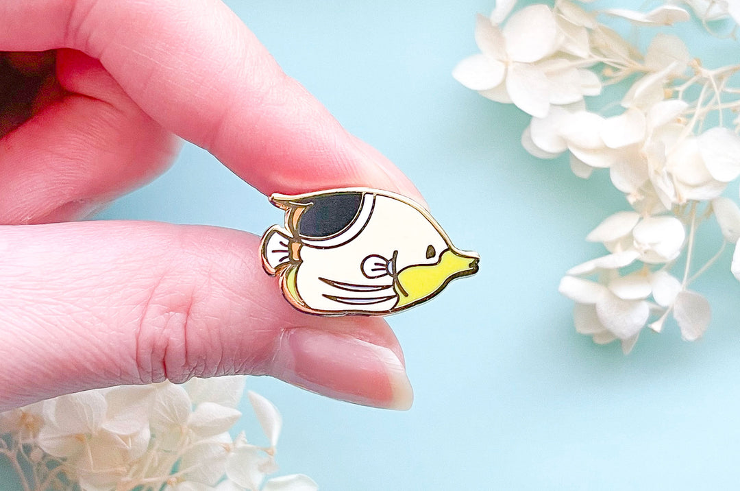 Tiny Saddle Butterflyfish Enamel Pin