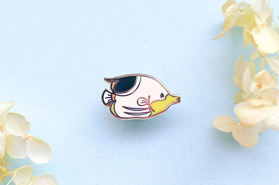 Tiny Saddle Butterflyfish Enamel Pin