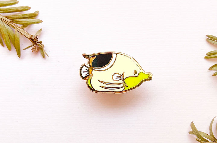 Tiny Saddle Butterflyfish Enamel Pin