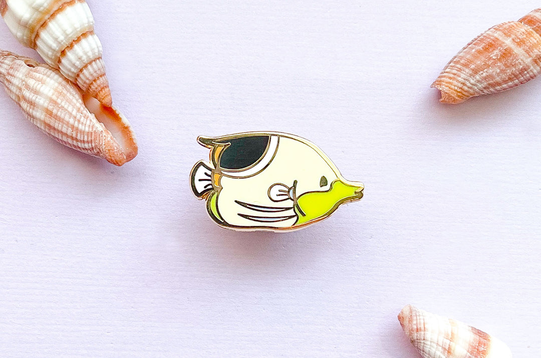 Tiny Saddle Butterflyfish Enamel Pin