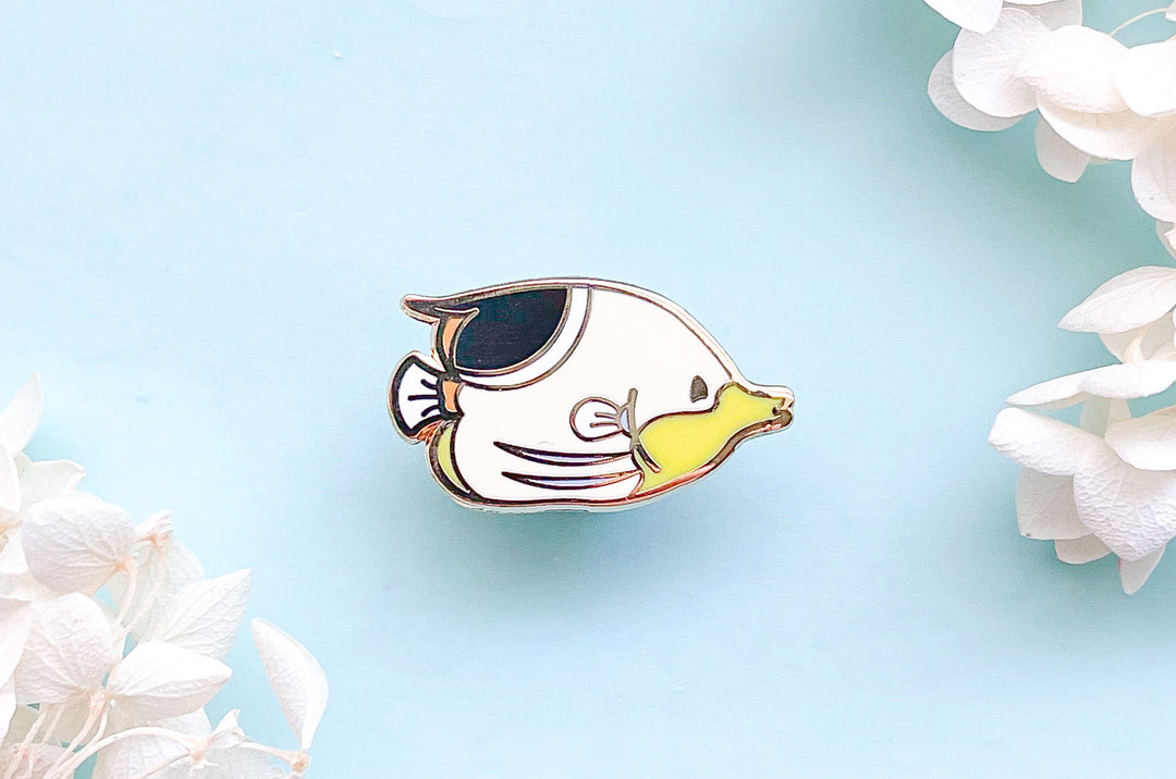 Tiny Saddle Butterflyfish Enamel Pin