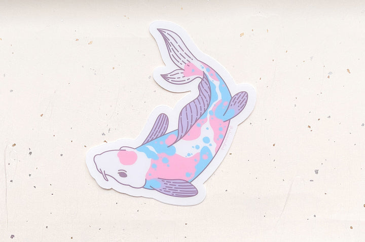 Vaporwave Colors Koi Clear Vinyl Sticker