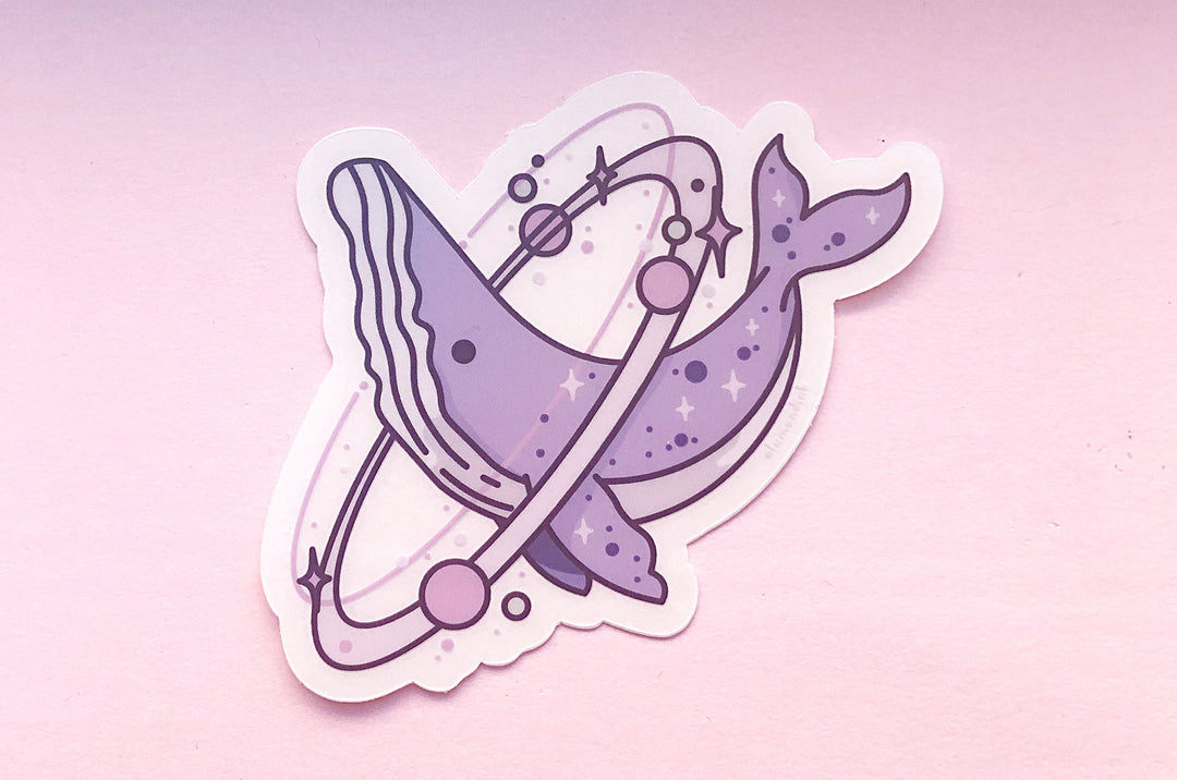 Cosmic Whale Clear Vinyl Sticker