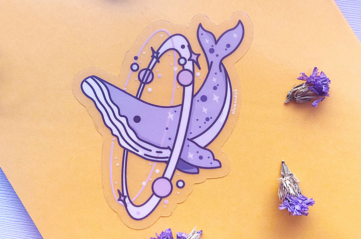 Cosmic Whale Clear Vinyl Sticker