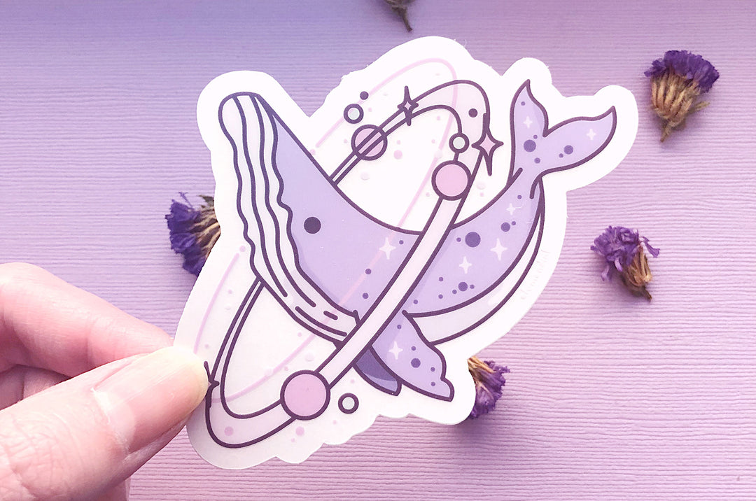 Cosmic Whale Clear Vinyl Sticker