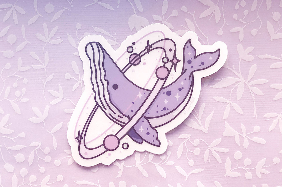 Cosmic Whale Clear Vinyl Sticker