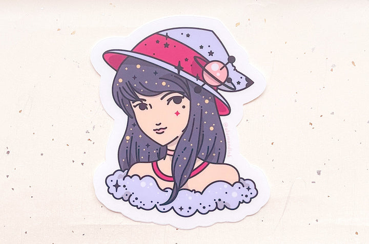 Garnet January Star Witch Clear Vinyl Sticker