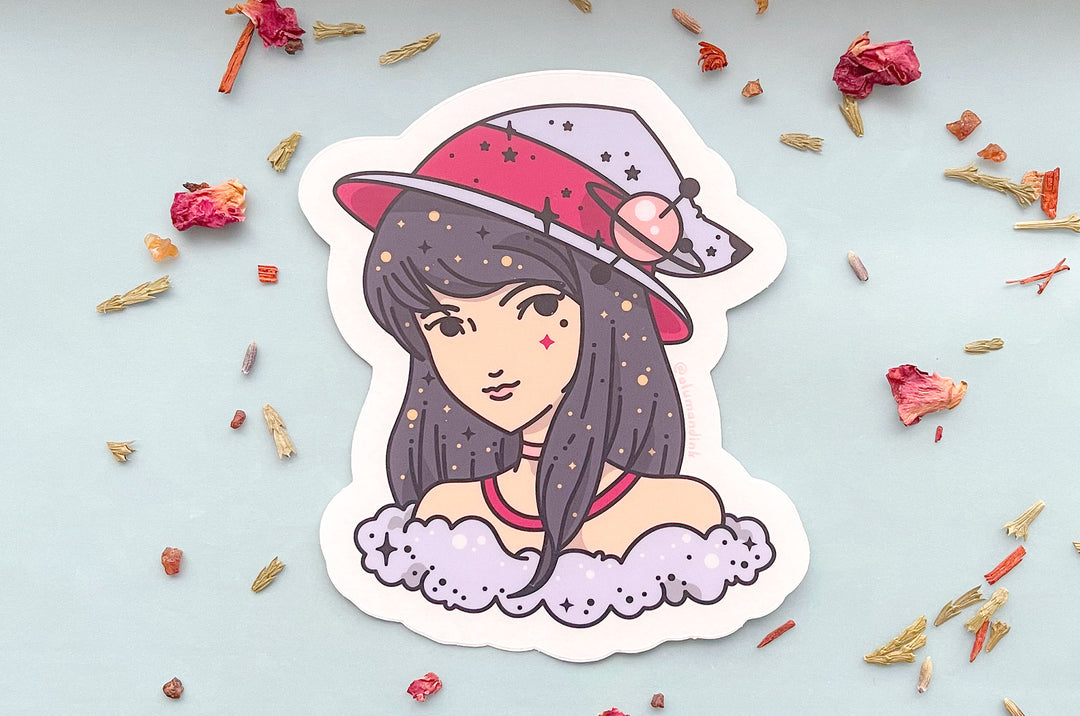 Garnet January Star Witch Clear Vinyl Sticker