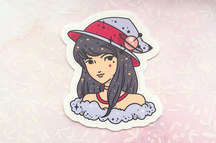 Garnet January Star Witch Clear Vinyl Sticker