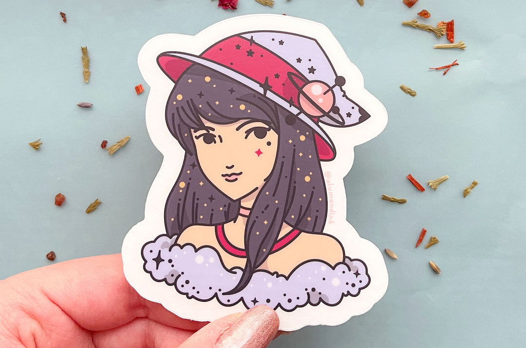 Garnet January Star Witch Clear Vinyl Sticker