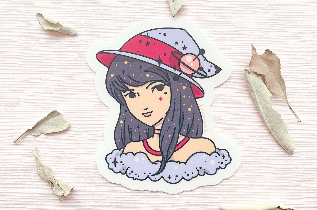 Garnet January Star Witch Clear Vinyl Sticker