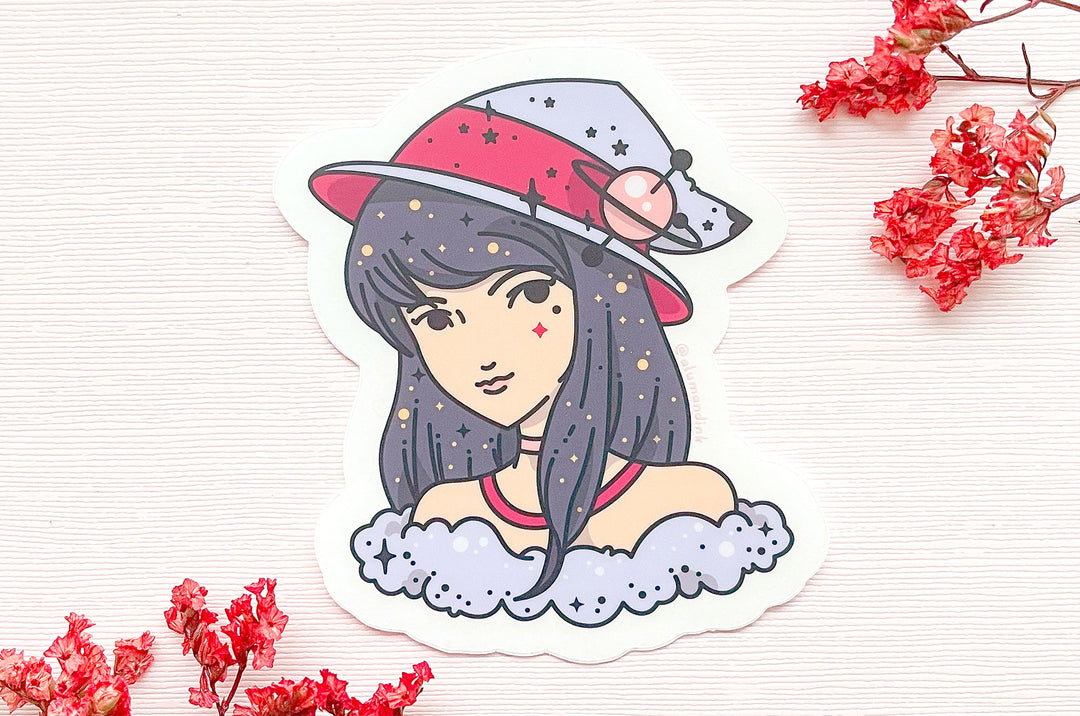 Garnet January Star Witch Clear Vinyl Sticker