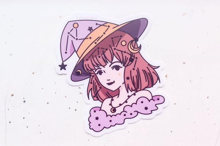 Topaz November Star Witch Clear Vinyl Sticker