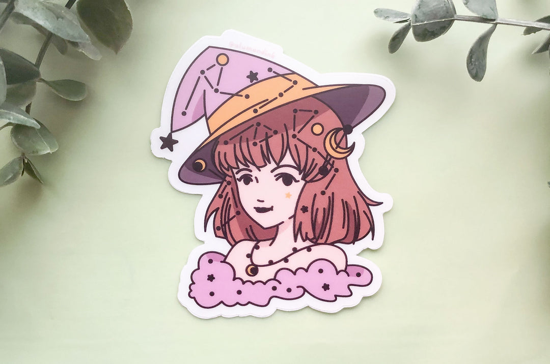 Topaz November Star Witch Clear Vinyl Sticker